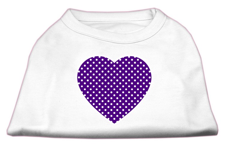 Purple Swiss Dot Heart Screen Print Shirt White XS